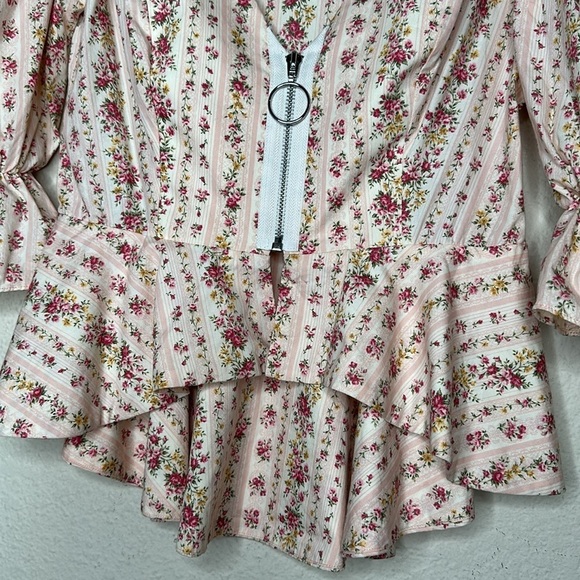 NWOT Revolve Petersyn Mimi Zip Peplum Top Beige Pink Sz Small  Cottage Victorian - Picture 13 of 16